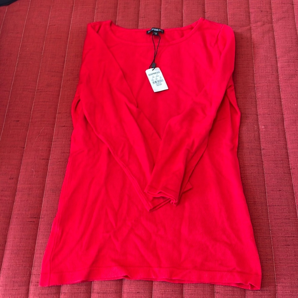 Express red 3/4 sleeve shirt, new with tags